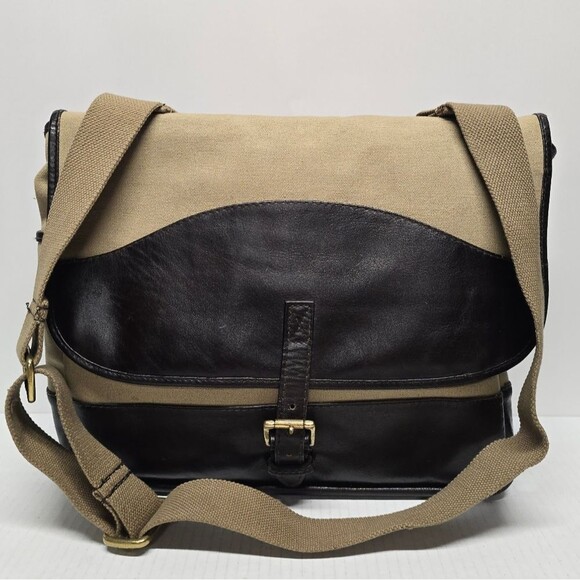 Wilson's Leather Canvas Messenger Bag - Picture 1 of 8